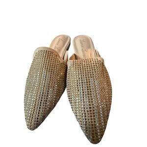 Lauren Lorraine Sharon Gold Rhinestone Mule Sandal, Size 9.5, NWT